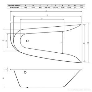 Изображение товара акриловая ванна 180x100 см правая vayer boomerang gl000010852