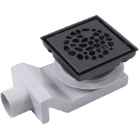 Душевой трап Plumberia Selection Stones PSS13NO 131x131/50 см, с решеткой, перфорированный, черный матовый