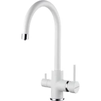 Смеситель для кухни Paulmark Essen Es213211-WH с подключением к фильтру, белый матовый