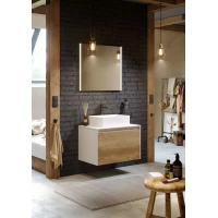 Комплект мебели белый глянец/дуб балтийский 80 см Aqwella 5 Stars Mobi MOB0108W + MOB0708DB + 4640021064269 + SM0208