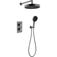 Душевой комплект Boheme Cell 134-2-GM + 427-GM 320 мм, с термостатом, графит матовый