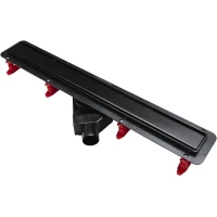 Душевой трап (лоток) Point Деметра PN50375B 75 см, с решеткой, 2 в 1 под плитку, черный матовый