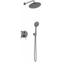 Душевой комплект Vincea Rondo VSFW-1R1GM 241 мм, со смесителем, вороненая сталь