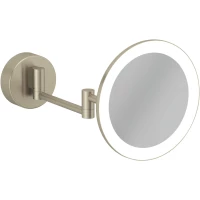 Зеркало косметическое Kludi Vela R 58995N5W с 3x увеличением, настенное, с подсветкой, выключателем, никель матовый