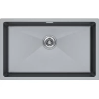 Кухонная мойка Paulmark Lumi LU74-GRM 74x46 см, серый металлик