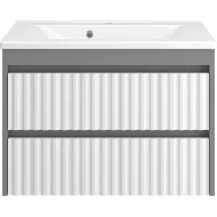 Тумба под раковину Brevita Balaton BAL-06080-01-012Я 77,6 см, подвесная, белый матовый/серый матовый