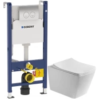 Комплект подвесной унитаз Art&Max Techno AM9310CHR/SC + система инсталляции Geberit 458.124.21.1