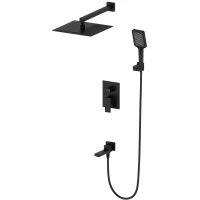 Душевой комплект Wonzon & Woghand Cube WW-88939016-MB 300 мм, со смесителем, черный матовый