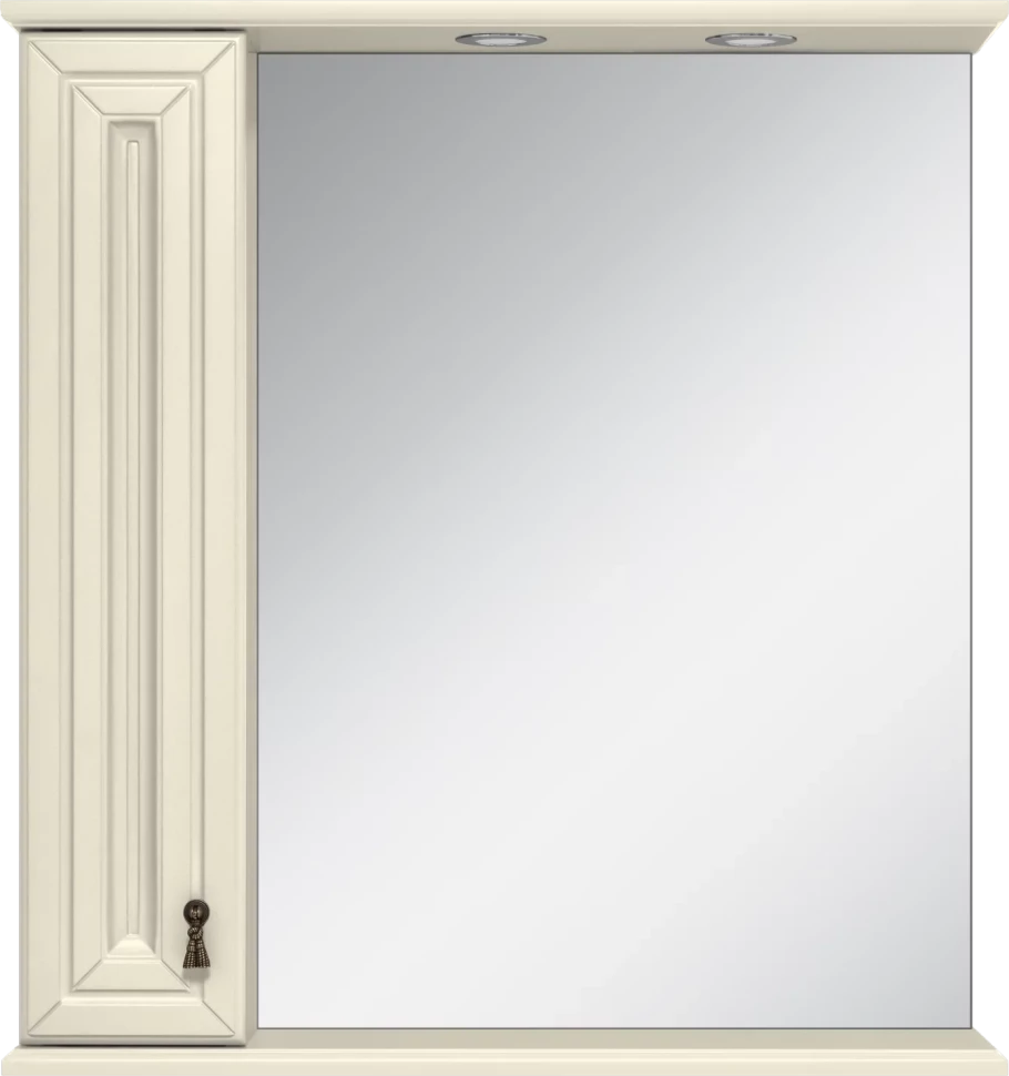 Зеркальный шкаф Misty Лувр П-Лвр03075-1014Л 75x80 см L, с подсветкой, выключателем, слоновая кость