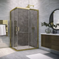 Душевой уголок Vegas Glass ZA-F TUR NOVO 85*80 09 07 85x80 см, профиль золотой, стекло графитовое