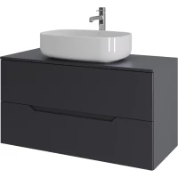 Тумба с раковиной Orange Line Li-100TugMDF+B07-540W 100,4 см, подвесная, со столешницей, графит матовый