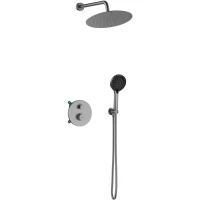 Душевой комплект Lemark Beluga LMF-8065B-GM 300 мм, с термостатом, графит матовый