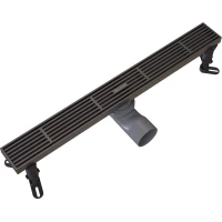 Душевой трап (лоток) Knotlor Storm SDRW0500LGM 50 см, с решеткой, перфорированный, вороненая сталь