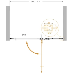 Изображение товара душевая дверь cezares liner liner-b-12-90-c-cr-r 90 см r, профиль хром, стекло прозрачное