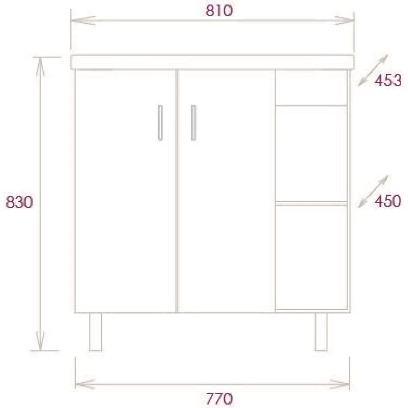 Комплект мебели дуб сонома/белый матовый 81 см Onika Тимбер 108045 + 4640021065198 + 208091