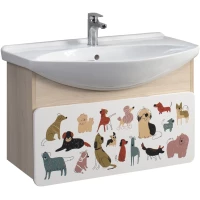 Тумба белый матовый/акация, принт собачки 75,5 см Belux Чезаро НП 65-01 4810924270887