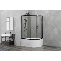 Душевой уголок с поддоном Royal Bath RB8120BK-T-BL-L 120x80 см L, профиль черный матовый, стекло прозрачное