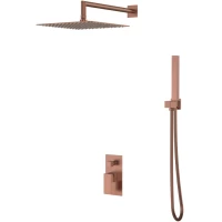 Душевой комплект Boheme Qubic 474-3-BRB 300 мм, со смесителем, бронза матовая