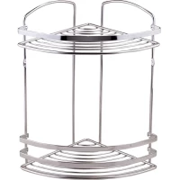 Полка для ванной Tekno-tel BK082SSS 20x20 см, угловая, двойная, серебро