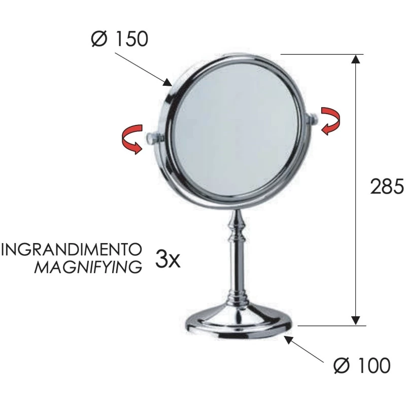Косметическое зеркало x 3 Remer Bagno RB640CR