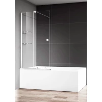 Шторка на ванну AQUAme AQM6601-2 120 см, профиль хром, стекло прозрачное