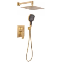 Душевой комплект Hansberge H6070MG 300 мм, со смесителем, золотой матовый