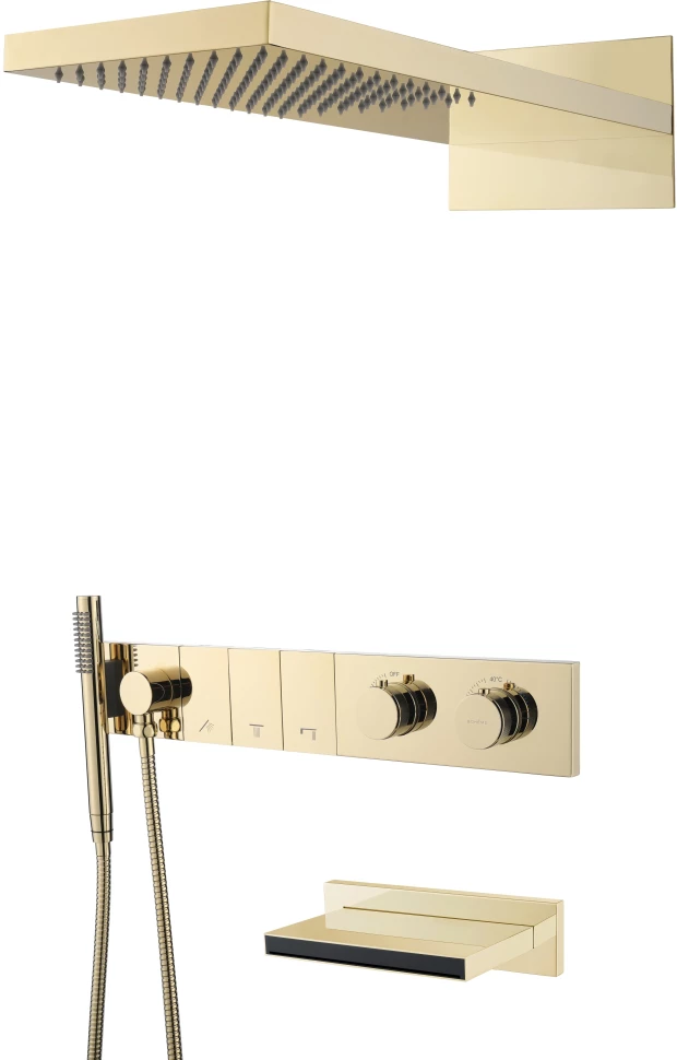 Душевой комплект Boheme Zodiac133-2-G 230 мм, с термостатом, золотой гигиенический комплект boheme stick 127 gg
