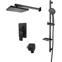 Душевой комплект Aquatek Вега AQ1074MB 305x205 мм, со смесителем, черный матовый