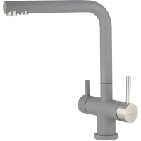 Смеситель для кухни PEZARO PZM.301-49.ALUMIN.INOX с подключением к фильтру, нержавеющая сталь/алюметаллик
