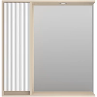 Зеркальный шкаф Brevita Balaton BAL-04080-03-01Л 77,6x80 см L, с подсветкой, выключателем, белый матовый/бежевый матовый