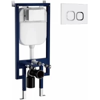 Инсталляция для унитаза Ceruttispa CR557+CR01WH с кнопкой смыва, белый глянец/хром/белый глянец