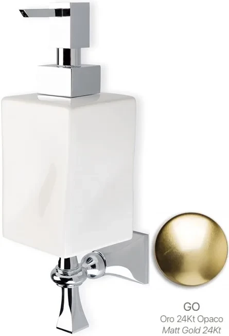 Дозатор для жидкого мыла Stil Haus Prisma PR30(18-BI) настенный, золотой матовый/белый