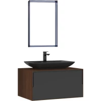 Комплект мебели ORKA Craft 5003987 + 3000325 80 см, подвесной, орех/антрацит матовый