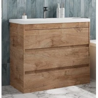 Тумба под раковину Art&Max Family-M FAMILY-M-900-3C-PIA-HG 89,6 см, напольная, дуб харбор золотой