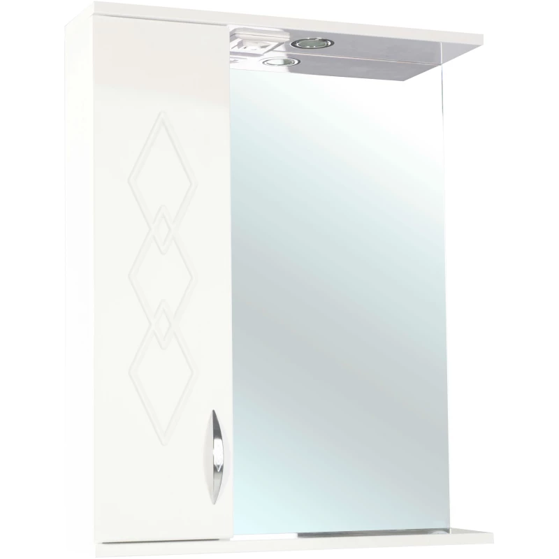 Зеркальный шкаф 65x72,2 см бежевый глянец/белый глянец L Bellezza Элеганс 4618610522070
