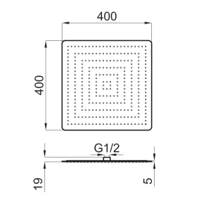 Изображение товара верхний душ 400 мм noken nk logic square n199999804