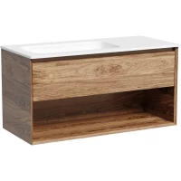 Тумба с раковиной Sancos Marmi 1.0 MR1.0100LECH + CN7014 101 см L, подвесная, дуб чарльстон