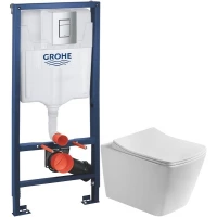 Комплект подвесной унитаз Art&Max Techno AM9310CHR/SC + система инсталляции Grohe 38772001