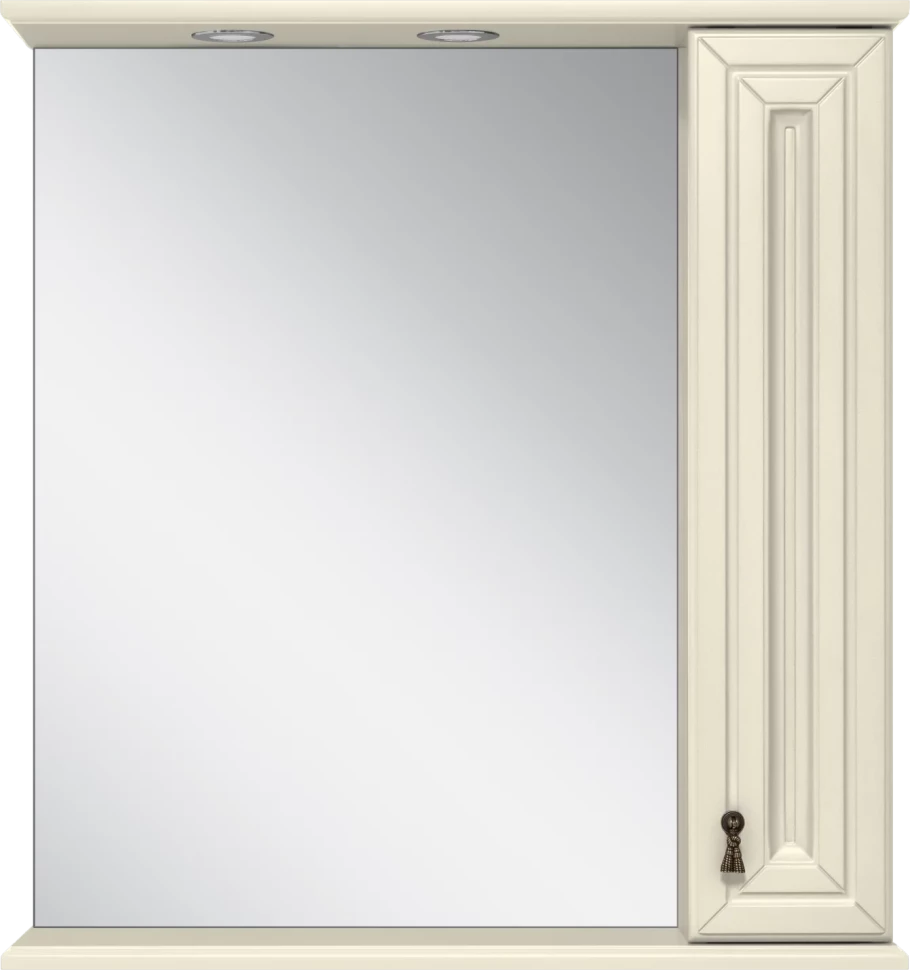 Зеркальный шкаф Misty Лувр П-Лвр03075-1014П 75x80 см R, с подсветкой, выключателем, слоновая кость