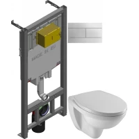 Комплект подвесной унитаз Jacob Delafon Patio E4187-00 + E70021-00 + система инсталляции Jacob Delafon E29025-NF + E4316-CP