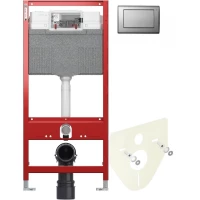 Инсталляция для унитаза Tece TECEplanus 9300302 + 9200010 + 9380014 + 9240310 с кнопкой смыва, нержавеющая сталь