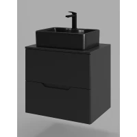 Тумба с раковиной Orange Line Li-60TubMDF+B01-475MB 60,2 см, подвесная, со столешницей, черный матовый