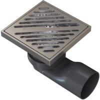 Душевой трап Knotlor Storm SDSL100BS 100x100/50 мм, с решеткой, перфорированный, нержавеющая сталь