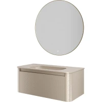 Комплект мебели Armadi Art Voi Stonefinish Daphne 782-100-SF-D + 786-100-SF-D без отв. + 545-100-MG 102 см, подвесной, бежевый камень матовый