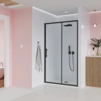 Душевая дверь Veconi Evo E1-B-150-01-C9 150 см, профиль черный матовый, стекло прозрачное