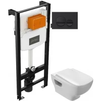 Комплект подвесной унитаз Jacob Delafon Struktura EDE102-00 + E70024-00 + система инсталляции Jacob Delafon E24156-NF + E20859-7-BMT  