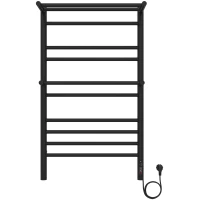 Полотенцесушитель электрический Aquatek Альфа П10 AQ EL RRP1090BL 900x530, ТЭН правый, черный матовый