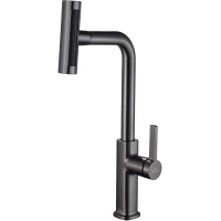 Смеситель для кухни Zorg SH 092 PVD GRAFIT с выдвижным изливом, графит