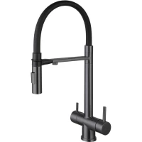 Смеситель для кухни Zorg SZR-3030-1 GRAFIT с подключением к фильтру, гибким изливом, графит
