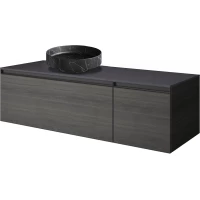 Тумба с раковиной Armadi Art Quatro Oak Antracite 790-M2-140-OA-A + 792-140-A + 801-NM 141 см L, подвесная, со столешницей, темный дуб